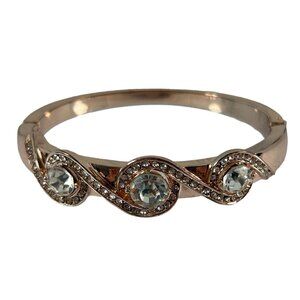 Charter Club Bracelet Bangle Hinge Gold Tone Crystal Delicate Dressy Wedding
